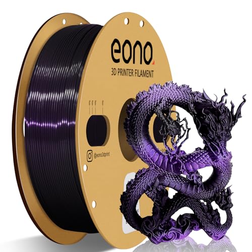 Eono Schwarz Lila Gradientenfarbe PLA Filamnet 1.75mm, 3D Drucker Filament, Silk Verlauf Dual PLA, 1kg Spule +/- 0,03 mm(2.2lbs), Silk Schwarz Lila von Eono