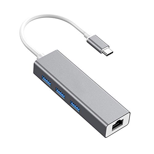 Eono USB C Ethernet Hub, 4 in 1 USB C zu Ethernet Adapter mit 3 USB 3.0 Ports und RJ45 Ethernet Adapter kompatibel mit PC, MacBook, Surface, Laptop, iPad Pro (4-in-1) von Eono