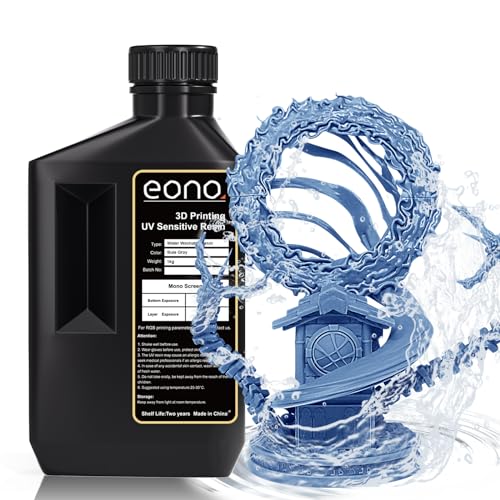 Eono Wasserwaschbares 3D Drucker Resin 3D Druck Resin UV 405nm Rapid Photopolymer Resin Water Washable Resin für LCD 3D Druck, Blau Grau 1000g von Eono