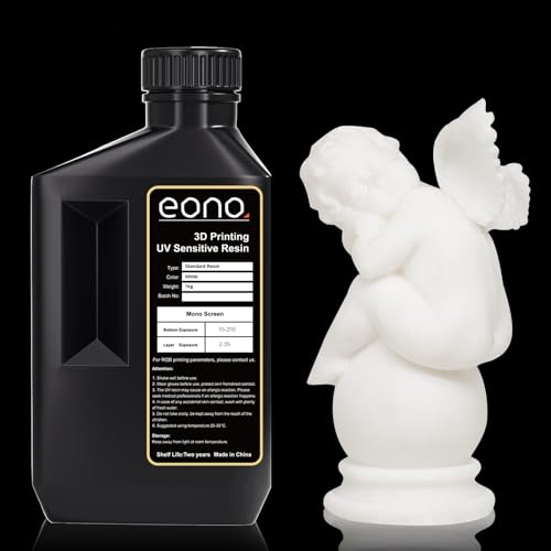Eono Weiß 3D Drucker Resin, 405nm Schnelle UV-Aushärtung 1kg Standard Resin, 3D Drucker Photopolymer Harz für LCD Drucker, Weiß 1000g von Eono