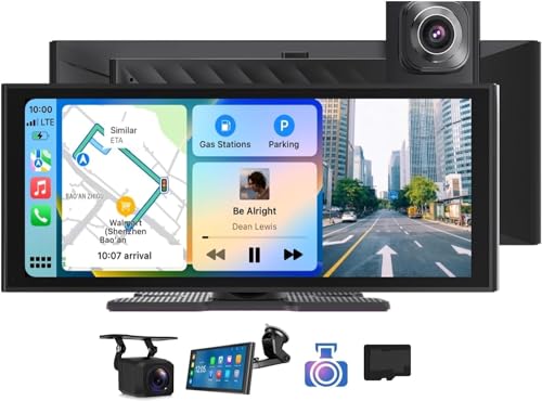 Eonon 9,33" IPS Einstellbar Touchscreen Wireless Apple Carplay & Android Auto Autoradio, 4K-Frontkamera und 1080P Rückfahrkamera Radio, mit GPS Navi/Bluetooth/FM/AUX/64G SD-Karte (P4) von Eonon