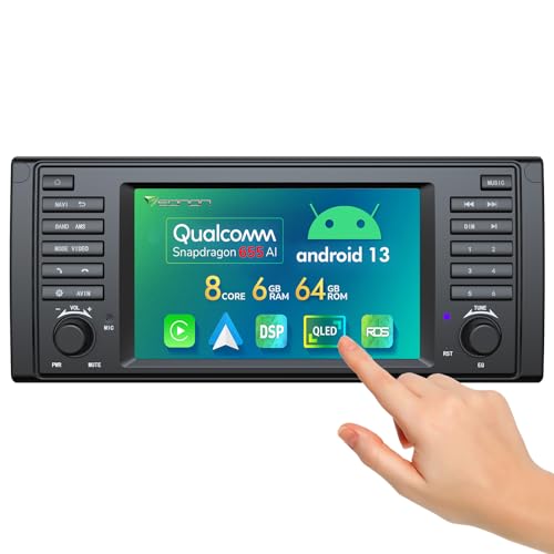 Eonon Android 13 Autoradio 8-Core 6 + 64GB, BMW 5er E39 1995-2002 Android Radio mit Snapdragon 665 CarPlay Android Auto, 9"-HD-Touchscreen GPS Lenkradsteuerung DSP RDS Bluetooth 5.0 WiFi+4G (E39A12S) von Eonon
