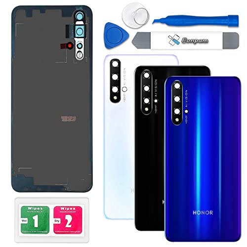 Eonpam Akkudeckel für Honor 20 Rückseite Glas Original Backcover Back Glas Ersatz Reparatur Set mit Kameraobjektiv (Blau) von Eonpam