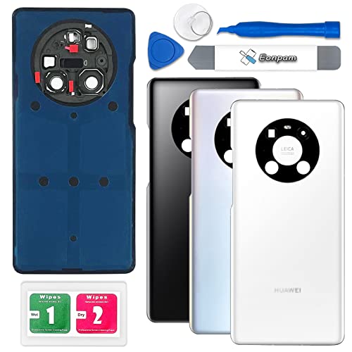 Eonpam Akkudeckel für Huawei Mate 40 Pro Rückseite Glas Original Backcover Back Glas Ersatz Reparatur Set mit Kameraobjektiv (Weiß) von Eonpam