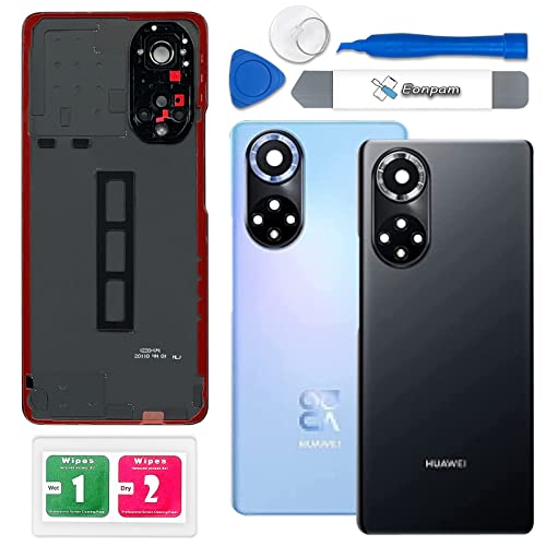 Eonpam Akkudeckel für Huawei Nova 9 Rückseite Glas Original Backcover Back Glas Ersatz Reparatur Set mit Kameraobjektiv (Schwarz) von Eonpam