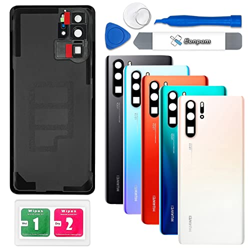 Eonpam Akkudeckel für Huawei P30 Rückseite Glas Original Backcover Back Glas Ersatz Reparatur Set mit Kameraobjektiv (Perlglanz) von Eonpam