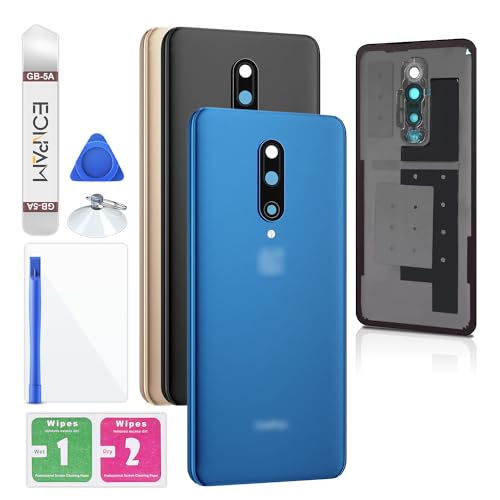 Eonpam Akkudeckel für OnePlus 7 Pro Rückseite Glas Original Backcover Back Glas Ersatz Reparatur Set mit Kameraobjektiv (Blau) von Eonpam