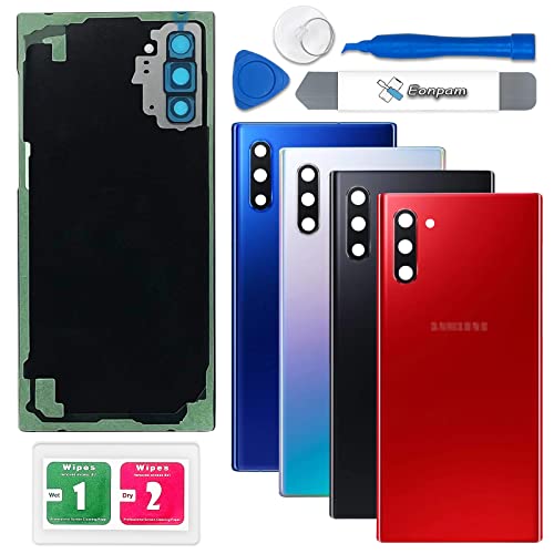 Eonpam Akkudeckel für Samsung Galaxy Note 10 N970 Rückseite Glas Original Backcover Back Glas Ersatz Reparatur Set mit Kameraobjektiv (Rot) von Eonpam