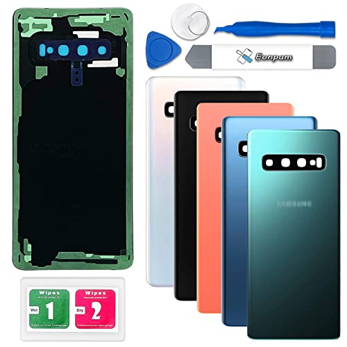 Eonpam Akkudeckel für Samsung Galaxy S10 G973 Rückseite Glas Backcover Ersatz Reparatur Set mit Kameraglas (Prisma Grün) von Eonpam