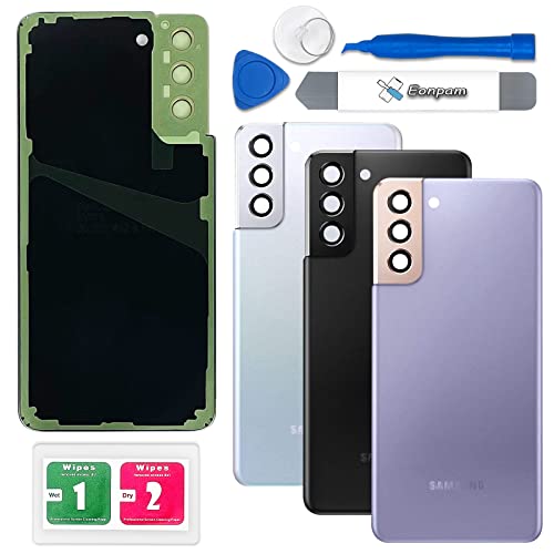 Eonpam Akkudeckel für Samsung Galaxy S21+ Plus 5G G996 Rückseite Glas Original Backcover Back Glas Ersatz Reparatur Set mit Kameraobjektiv (Violett) von Eonpam