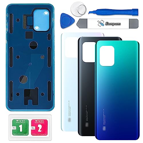 Eonpam Akkudeckel für Xiaomi Mi 10 Lite 5G Rückseite Glas Original Backcover Back Glas Ersatz mit Reparatursatz (Blau) von Eonpam