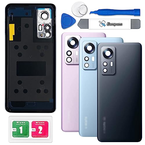 Eonpam Akkudeckel für Xiaomi Mi 12 / Mi 12X Rückseite Glas Original Backcover Back Glas Ersatz Reparatur Set mit Kameraobjektiv (Grau) von Eonpam