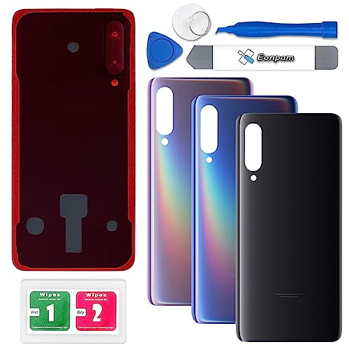 Eonpam Akkudeckel für Xiaomi Mi 9 Rückseite Glas Original Backcover Back Glas Ersatz mit Reparatursatz (Schwarz) von Eonpam