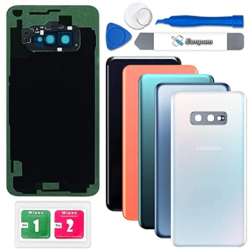 Eonpam akkudeckel für Samsung Galaxy S10e G970 Rückseite Glas Original Backcover Back Glas Ersatz Reparatur Set mit Kameraobjektiv (Prisma Weiß) von Eonpam