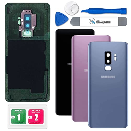 Eonpam akkudeckel für Samsung Galaxy S9+ Plus G965 Rückseite Glas Original Backcover Back Glas Ersatz Reparatur Set mit Kameraobjektiv (Blau) von Eonpam