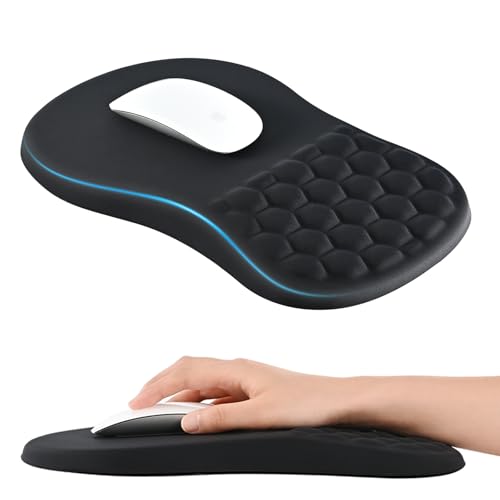 EooCoo Ergonomisches Mauspad, Mousepad mit Handauflage & Massage-Noppen, Gaming Memory-Schaum Mausmatte mit Rutschfester PU-Basis, für Schmerzlinderung, für Alle Maus Laptop, PC (300x200 mm) von EooCoo