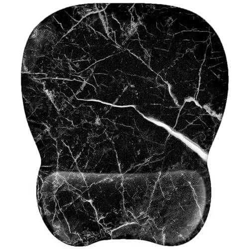EooCoo Mauspad mit Memory-Schaum Handauflage, Ergonomische Mousepad mit rutschfest Gummierte Unterseite, 4mm - Schwarzer Marmor von EooCoo