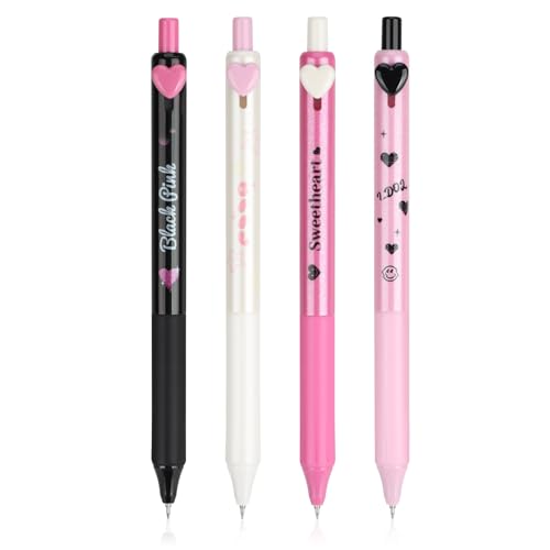 EooUooIP 0,5 mm Schnell Trocknender Schwarzer Tintenschreiber, Glatter Love-Click-Core-Gelstift, High-End-Serie Mit Rundspitze und Silikonhülle, Geeignet für Tagebuchnotizen und Schulbedarf. von EooUooIP