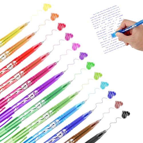 EooUooIP 12 Stück Radierbarer Kugelschreiber,Radierbarer Tintenroller,Radierbarer Gelschreiber Set,für Schulsachen Bürobedarf Studenten von EooUooIP