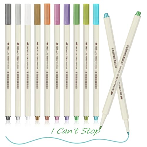 EooUooIP Metallischer Pin markieren in Premium-Qualität mit feiner Spitze, Set aus 10 lebendigen Farben, 0,4 mm Strichstärke, ideal für Kunstprojekte, DIY-Handarbeiten und Scrapbooking. von EooUooIP