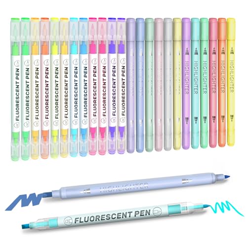 EooUooIP Textmarker Pastell, 24 Farben Textmarker Set mit dünnem und breitem Doppelkopf-Design zum Markieren, Ausmalen, Unterstreichen, für Büro oder Schule EooUooIP Textmarker Pastell, 24 Farben Textmarker Set mit dünnem und breitem Doppelkopf-Design zum Markieren, Ausmalen, Unterstreichen, für Büro oder Schule von EooUooIP