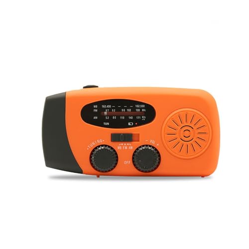 2000 mAh wiederaufladbares Solarfunkgerät mit hoher Kapazität, Notfall-Handkurbelradio mit LED-Taschenlampe für Haushalt und Outdoor-Camping, Wandern, AM/FM, NOAA, tragbares Wetterradio (Orange) von Eosbird
