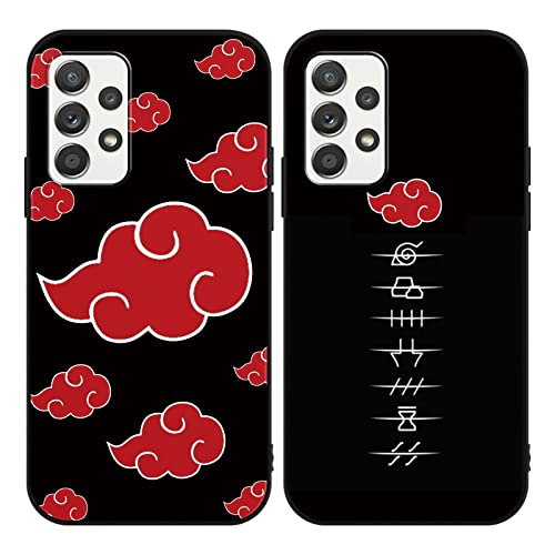 2 Stück Handyhülle für Samsung Galaxy A52s 5G/A52 4G 5G Hülle 6.5 Zoll mit Anime Jungs Hülle Manga Akatsuki Schwarz Schutzhülle mit Cartoon Muster Case Matt TPU Silikon für Samsung A52s 5G von Eouine