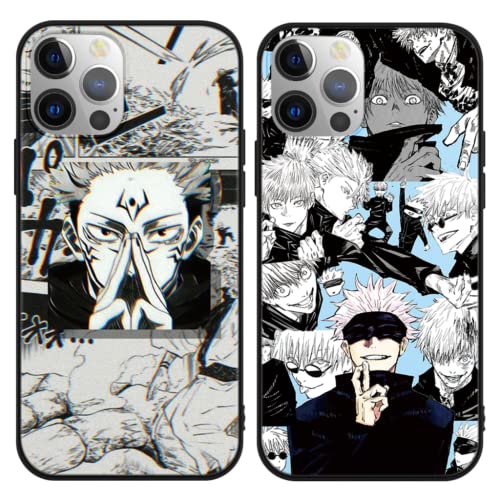 2 Stück Handyhülle für Samsung Galaxy S10 Plus Hülle 6.4'' Anime jungs Jujutsu Kaisen Gojo Satoru Itadori Yuji mit Manga Muster Matt Schwarz Schutzhülle TPU Silikon Case für Samsung S10 Plus, 2 von Eouine