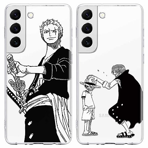 2 Stück Handyhülle für Samsung Galaxy S22 5G Hülle 6.1'' Anime Jungs Luffy Gear 5 Nika Zoro Hülle, Transparent Manga Cool Muster Schutzhülle Weiche Stoßfest TPU Silikon Cover Cover für Samsung S22 5G von Eouine