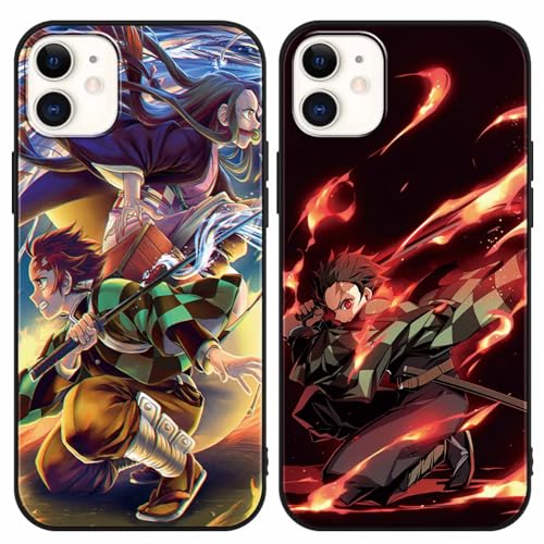 2 Stück Handyhülle für Samsung Galaxy S23 Ultra 5G Hülle 6.8'' Mit Anime jungs Demon Slayer Nezuko Tanjirou Kamado Cover 3D Cartoon Motiv Design Handyhülle Weich TPU Silikon für Samsung S23 Ultra von Eouine