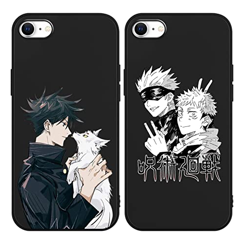 2 Stück Handyhülle für iPhone 8/iPhone 7/iPhone SE 2022/2020 Hülle 4.7'' Anime jungs Jujutsu Kaisen Gojo Satoru Itadori Yuji Manga Muster Schwarz Schutzhülle TPU Silikon Case für iPhone SE 3, 1 von Eouine