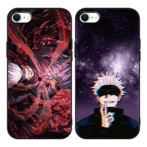 2 Stück Handyhülle für iPhone 8/iPhone 7/iPhone SE 2022/2020 Hülle 4.7'' Anime jungs Jujutsu Kaisen Gojo Satoru Itadori Yuji Manga Muster Schwarz Schutzhülle TPU Silikon Case für iPhone SE 3, 3 von Eouine