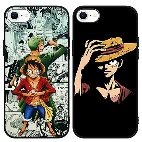 2 Stück Handyhülle für iPhone 8 Hülle iPhone 7 Hülle iPhone SE 2022/2020 Hülle 4.7'' Anime Jungs Luffy Gear 5 Nika Zoro Schwarz Manga Straw Hat Muster Schutzhülle Stoßfest TPU Case für iPhone SE3 von Eouine