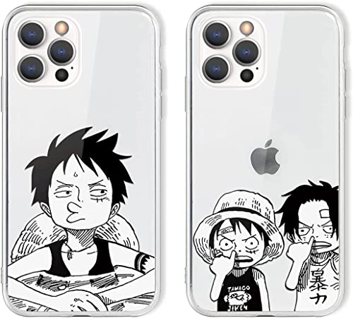 [2 Stück] Hülle für Apple iPhone 13 Pro 6,1 Zoll, Weich Transparent Silikon Schutzhülle mit Anime Jungs Gear 5 Nika Ace Motiv Manga Muster, STOfest Handyhülle Kompatibel mit iPhone 13 Pro von Eouine