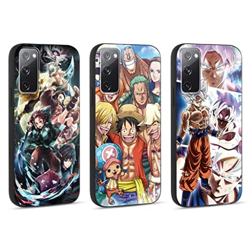 3 Stück Case für Samsung Galaxy S20 FE 4G 5G/S20 Lite/S20 Fan Edition Hülle 6.5'' mit Anime Luffy Gear 5 Nika Zoro Demon Slayer Tanjirou Nezuko Manga Muster Covers Stoßfest TPU, Schwarz 2 von Eouine