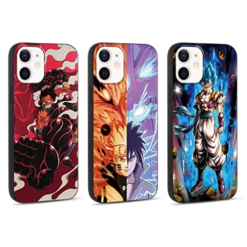 3 Stück Handyhülle für Xiaomi Redmi 12C 4G/Redmi 11A 4G Hülle 6.71'' mit Phone case Anime Junge Luffy Gear 5 Nika und Sasuke Manga Muster Design Case Stoßfest Weich Silikon Schutzhülle, Schwarz 1 von Eouine