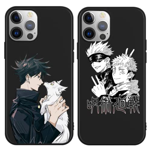 Eouine 2 Stück Handyhülle für Apple iPhone 11 Pro Max Hülle 6.5'' Anime Jungs Jujutsu Kaisen Gojo Satoru Itadori Yuji mit Manga Muster Matt Schwarz Schutzhülle TPU Silikon Case für iPhone11 ProMax, 1 von Eouine