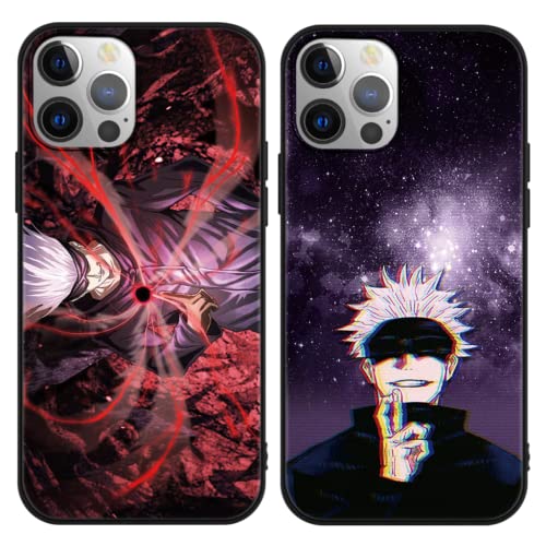 Eouine 2 Stück Handyhülle für Apple iPhone 12 Pro Max Hülle 6.7'' Anime Jungs Jujutsu Kaisen Gojo Satoru Itadori Yuji mit Manga Muster Matt Schwarz Schutzhülle TPU Silikon Case für iPhone12 ProMax, 3 von Eouine