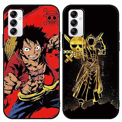 Eouine 2 Stück Handyhülle für Samsung Galaxy A14 5G Hülle 6.8'' Anime Jungs Luffy Gear 5 Nika Zoro Brook Schutzhülle Karikatur Niedlich Manga Cool Muster Weiche TPU Silikon Case für Samsung A14 von Eouine