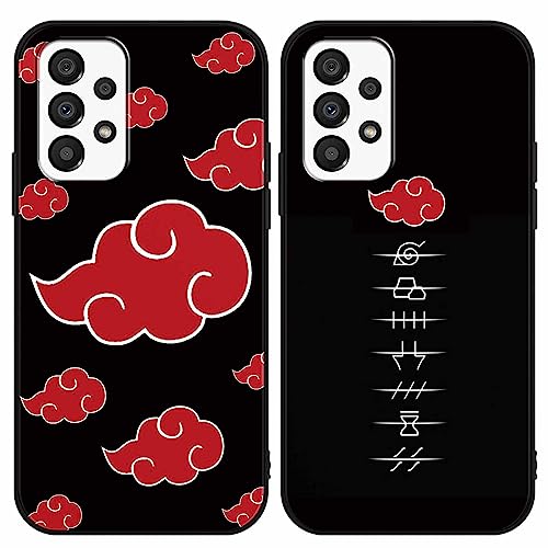 Eouine 2 Stück Handyhülle für Samsung Galaxy A33 5G Hülle 6.4 Zoll mit Anime Jungs Hülle Manga Akatsuki Schwarz Schutzhülle mit Cartoon Muster Case Matt Stoßfest TPU Silikon für Samsung A33 5G von Eouine