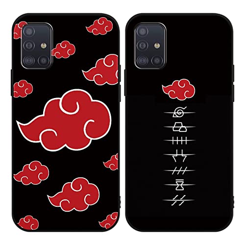 Eouine 2 Stück Handyhülle für Samsung Galaxy A51 4G/A51/M40S Hülle 6.5 Zoll mit Anime Jungs Hülle Manga Akatsuki Schwarz Schutzhülle mit Cartoon Muster Case Matt TPU Silikon für Samsung A51 4G von Eouine