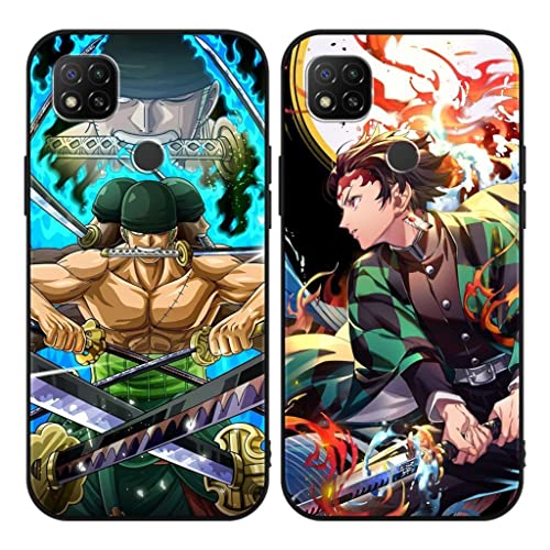 Eouine 2 Stück Handyhülle für Xiaomi Redmi 9C 4G/Redmi 9C NFC/10A/9C NFC/9 Hülle 6.53'' Anime Jungs Demon Slayer Kimetsu No Yaiba Hülle Manga Zoro Hülle Stoßfest TPU für Redmi 9C/9C NFC von Eouine