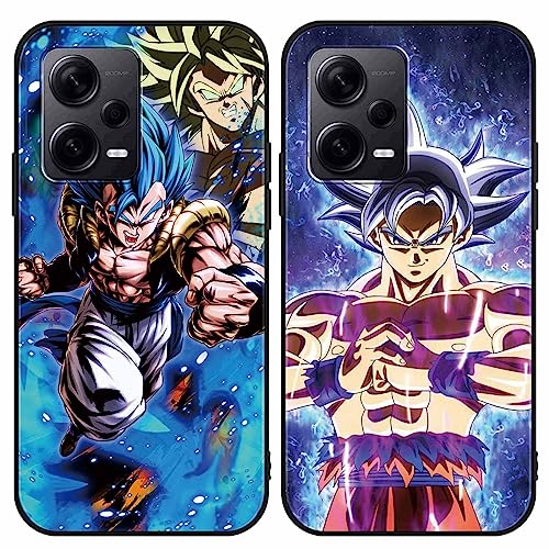 Eouine 2 Stück Handyhülle für Xiaomi Redmi Note 12 Pro 5G Hülle 6.67'' Mit Anime Junge Kinder Boy Cover 3D Cool Cartoon Motiv Design Handyhülle Weich Stoßfest TPU Schwarz für Xiaomi Redmi Note 12 Pro von Eouine