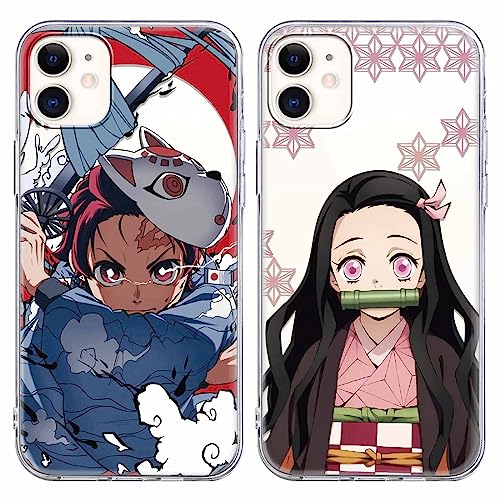 Eouine [2 Stück] Hülle für Apple iPhone 11 Hülle (6,1''),Weich Transparent TPU Silikon Schutzhülle mit Anime Tanjirou Nezuko, STO?fest Handyhülle Kompatibel mit iPhone 11 von Eouine