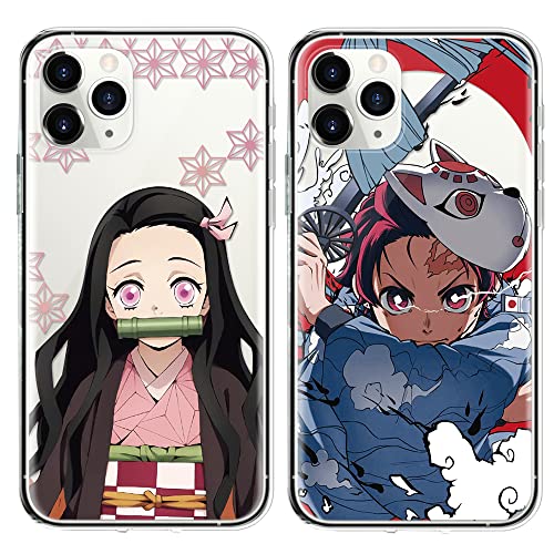 Eouine [2 Stück] Hülle für Apple iPhone 11 Pro Hülle 5,8",Weich Transparent TPU Silikon Schutzhülle mit Anime Jungs Tanjirou Nezuko, STOfest Handyhülle Kompatibel mit iPhone 11 Pro von Eouine