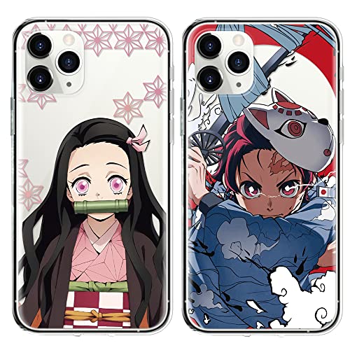 Eouine [2 Stück] Hülle für Apple iPhone 11 Pro Hülle 5,8",Weich Transparent TPU Silikon Schutzhülle mit Anime Jungs Demon Slayer Tanjirou Nezuko, STOfest Handyhülle Kompatibel mit iPhone 11 Pro von Eouine