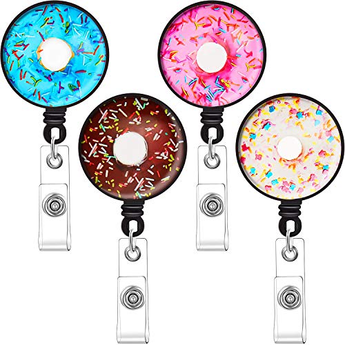 4er Pack Donut Abzeichenhalter, Einziehbarer ID-Clip mit Gürtelclip, 24 Zoll Nylonkabel, Ideal für Krankenschwestern, Lehrer, Freiwillige, Büroangestellte 4er Pack Donut Abzeichenhalter, Einziehbarer ID-Clip mit Gürtelclip, 24 Zoll Nylonkabel, Ideal für Krankenschwestern, Lehrer, Freiwillige, Büroangestellte von Eowppue