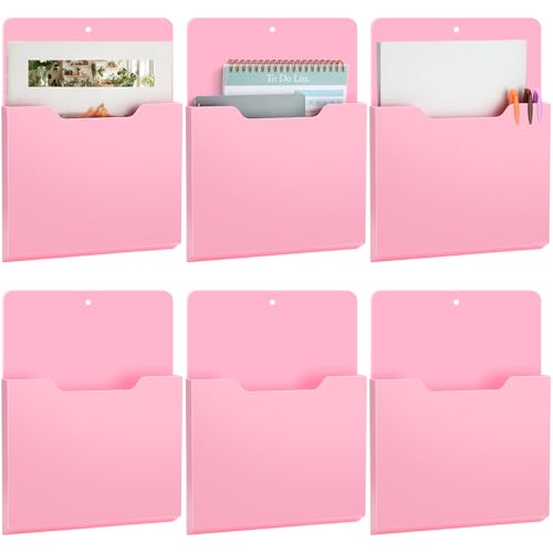 Epakh Magnetischer Aktenhalter, magnetisch, Papier-Organizer, Wandmontage, Postmagazin, Aufbewahrungstaschen für Kühlschrank, Whiteboard, Büro, Klassenzimmer, Zuhause, Lehrerbedarf (Rosa), 6 Stück von Epakh