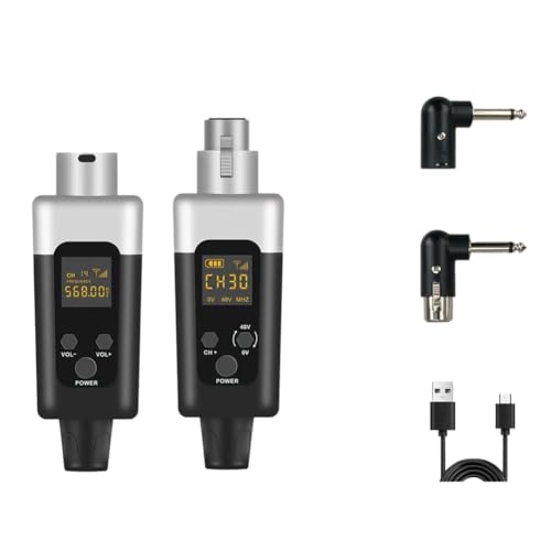 Epdpekc 0 V/48 V Kabelloser XLR-Mikrofonsender und -Empfänger, Kabelloses Mikrofonsystem, Wiederaufladbar, für Dynamisches Mikrofon von Epdpekc