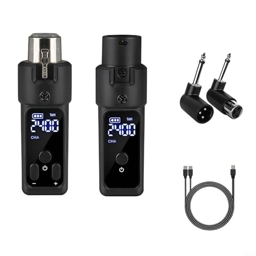 EpheyFIF 2,4 G kabelloses Mikrofonsystem, 30,5 m Reichweite mit Dual-Sender-Option, kompatibel mit dynamischen/Kondensator-Mikrofonen, 2400-4800 MHz Frequenz, XLR-Ausgang für PA/Mixer (1 für Dynamic) von EpheyFIF